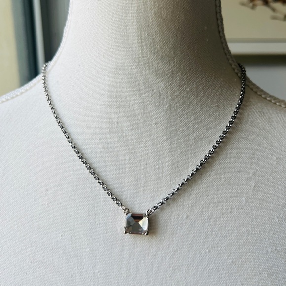 Silver Plated BVG Inspirito Chain with Clear Faux Crystal Rectangle - Picture 4 of 6